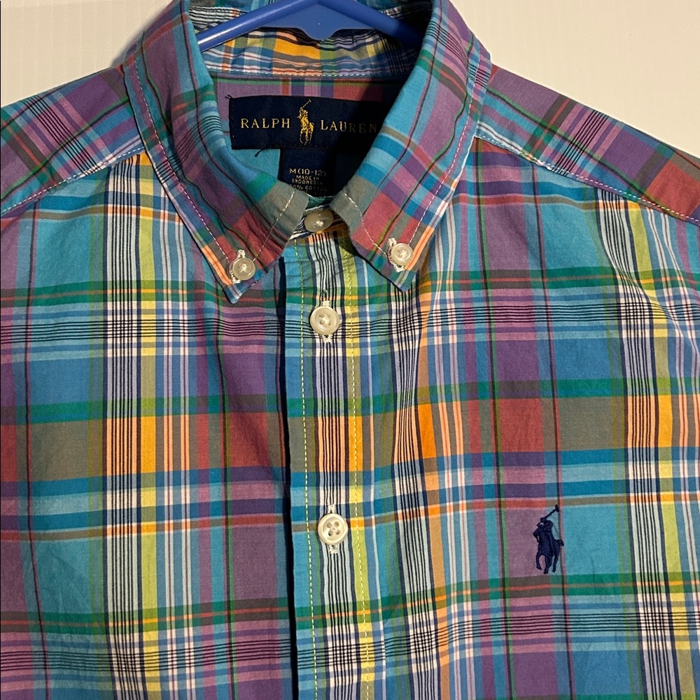 Polo Ralph Lauren Button Shirt Boys medium 10-12 cotton plaid - Picture 3 of 7